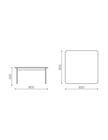 Schéma des dimensions de la table basse rectangulaire - Fora