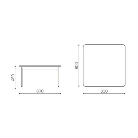 Schéma des dimensions de la table basse rectangulaire - Fora