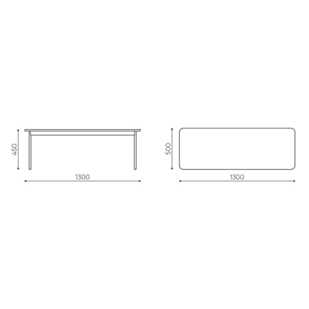 Schéma des dimensions de la table basse rectangulaire - Fora