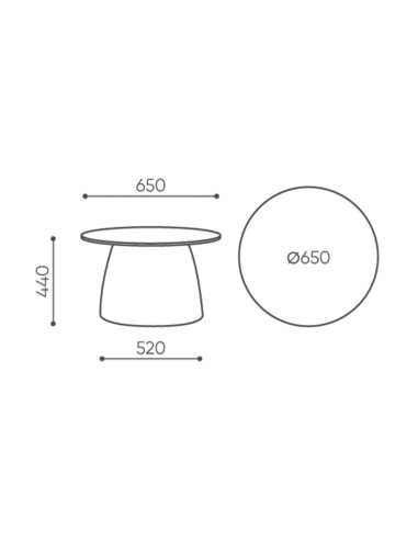Schéma des dimensions de la table basse extérieure - Gummy bear