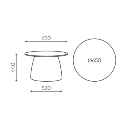 Schéma des dimensions de la table basse extérieure - Gummy bear
