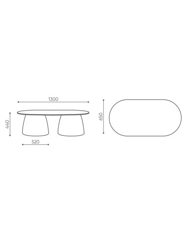 Schéma des dimensions de la table basse extérieure - Gummy bear