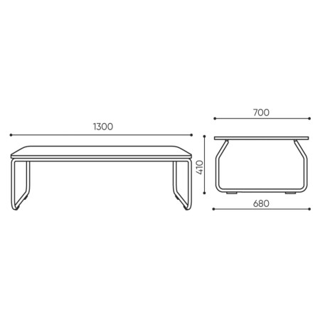 Table basse rectangulaire design pour bureau - Legvan