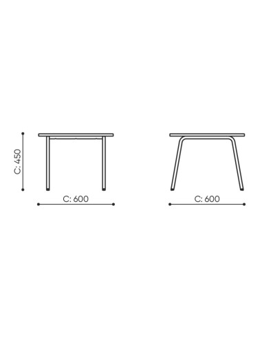 Schéma des dimensions de la table basse rectangulaire - Linje