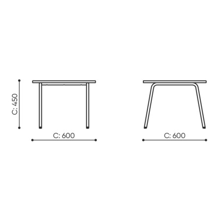 Schéma des dimensions de la table basse rectangulaire - Linje