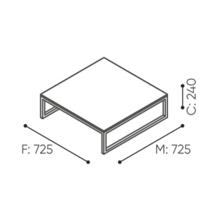 Schéma des dimensions table basse carrée - Plint