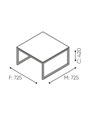 Schéma des dimensions table basse carrée - Plint