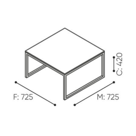 Schéma des dimensions table basse carrée - Plint