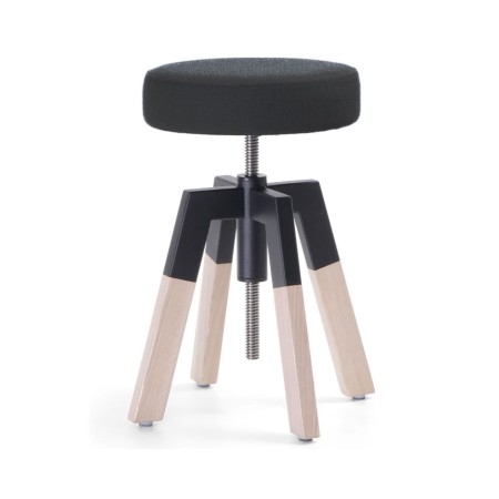 Tabouret loft pieds bois et métal en noir design Spin