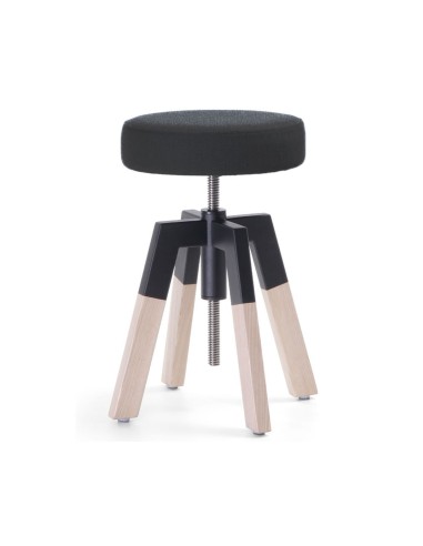 Tabouret loft pieds bois et métal en noir design Spin