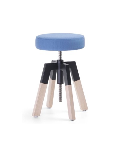 Tabouret Spin SN W TH assise tissu bleu