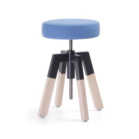 Tabouret Spin SN W TH assise tissu bleu