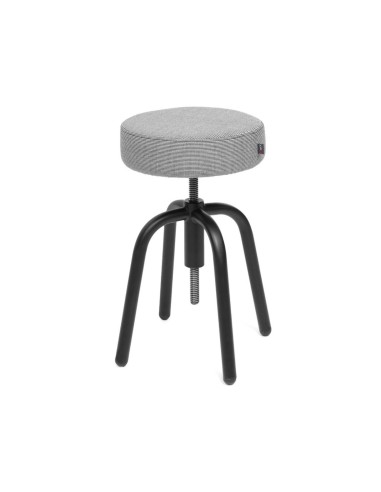 Tabouret réglable Spin avec assise tissu et structure métallique style loft.