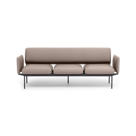 Banquette Fora Care trois places en cuir brun, vue de face – Fora Care