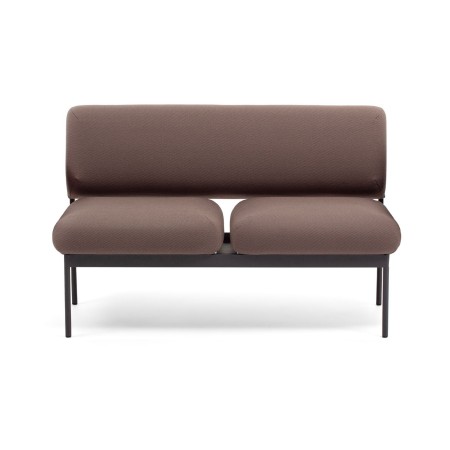 Banquette Fora Care deux places en cuir brun, vue de face – Fora Care