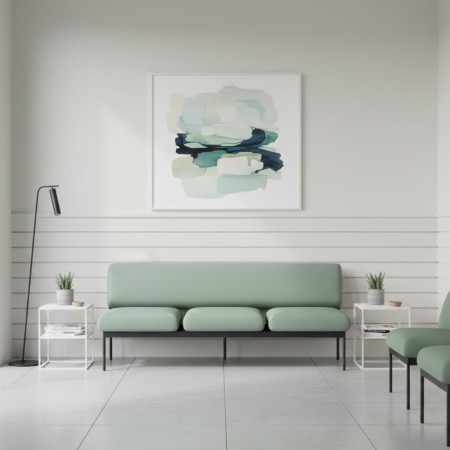 Banquette Fora Care trois places en cuir noir, vue de face – Fora Care 2