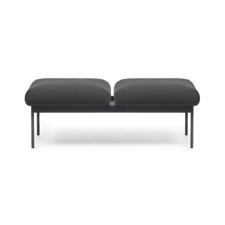 Banquette Fora Care deux places en cuir noir, vue de face – Fora Care