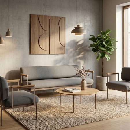 Canapé Fora Care avec accoudoirs bois et structure métal – Fora Care 2