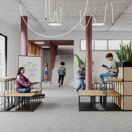 Bancs modulaires  Saar pour espaces d'études ou pause pour espaces de formation en Suisse design