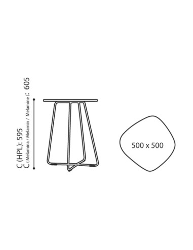 Schéma des dimensions table basse organique - Tables:coffee