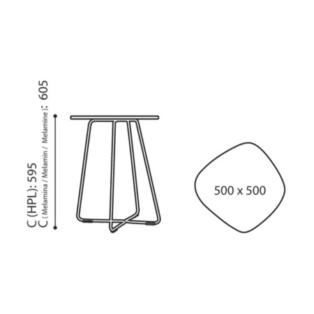 Schéma des dimensions table basse organique - Tables:coffee