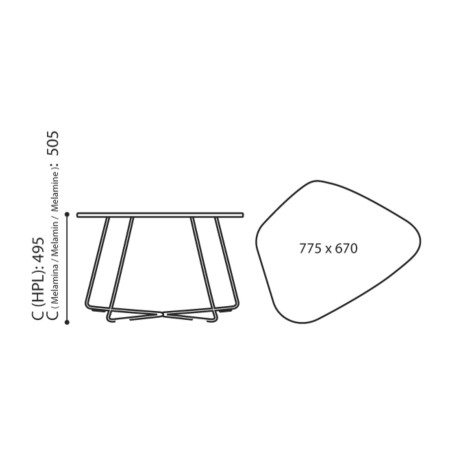Dimensions table basse organique - Tables:coffee