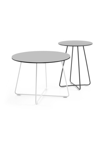 Tables basses rondes design finition sombre - Tables:coffee