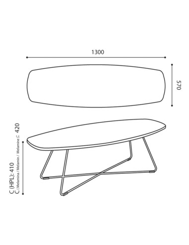 Table basse rectangulaire design pour accueil - Tables:coffee