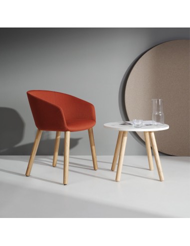 Table d’appoint ronde design pieds bois - Tables:coffee