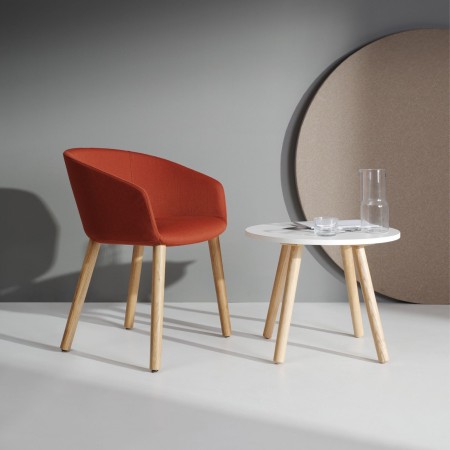 Table d’appoint ronde design pieds bois - Tables:coffee