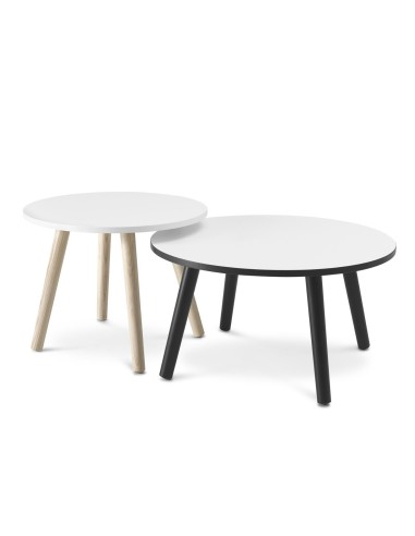 Tables basses rondes duo plateau clair et foncé - Tables:coffee