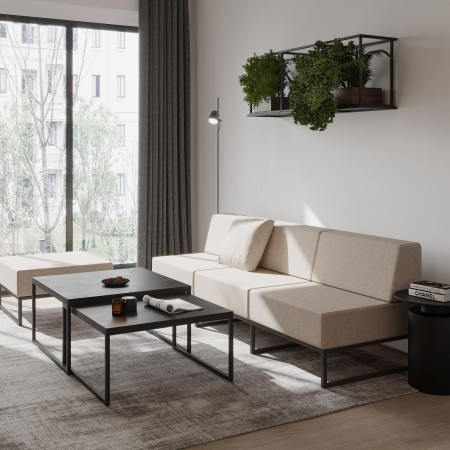 Table basse carrée design structure métal noir - Tables:saar 2