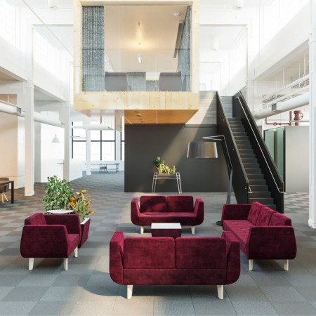 Pouf rectangulaire tapissé coloris rouge - U_floe 2