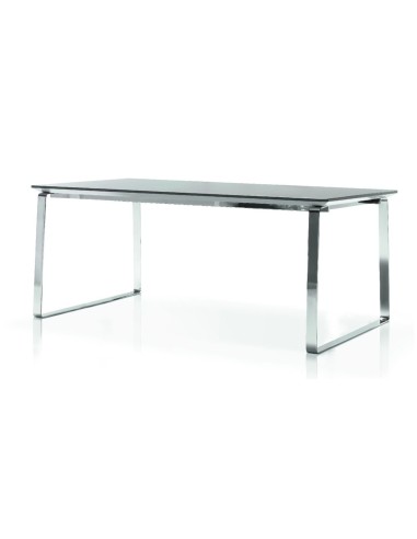 Table basse rectangulaire finition verre et métal - Voo_voo