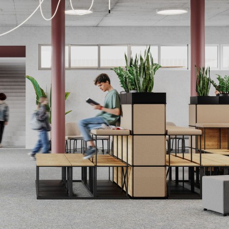 Banc gradin 2 niveaux pour école et centre de formation Saar 2