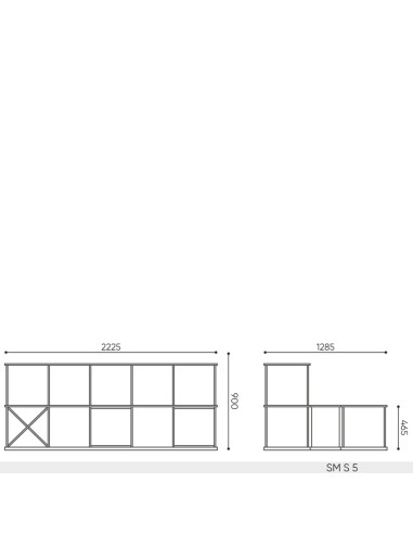 Schéma technique SM STEPS 5 dimensions 2225 x 1285 x 900