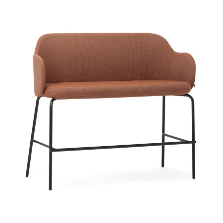 Vue avant du banc en tissu brun clair avec piètement noir – Flos