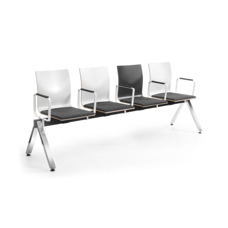 Banc d’attente Orte OT 224 4 places configuration professionnelle avec accoudoirs