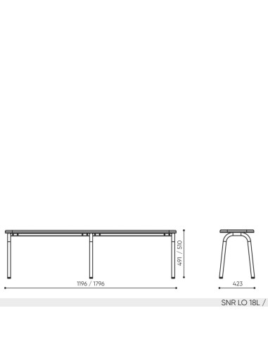 Schéma technique banc Spin SNR LO 18L dimensions