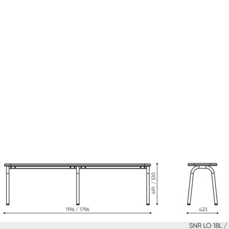 Schéma technique banc Spin SNR LO 18L dimensions