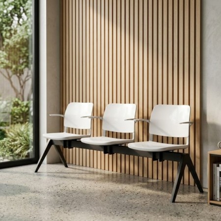 Banc salle d’attente 3 places avec accoudoirs ouverts et base au choix Volo design 2