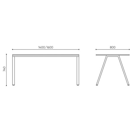 Dimensions table rectangulaire - Orte