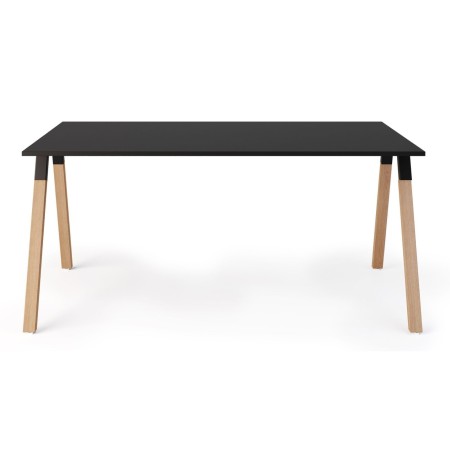 Table rectangulaire plateau noir et pieds bois - Orte