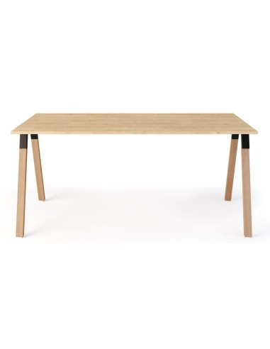 Table rectangulaire design plateau sombre et pieds bois - Orte