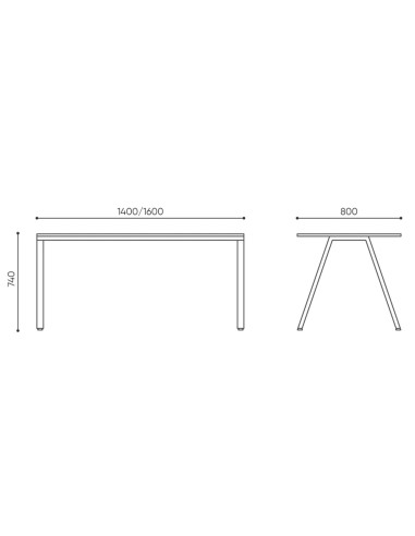 Dimensions table rectangulaire - Orte