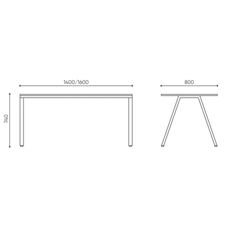 Dimensions table rectangulaire - Orte