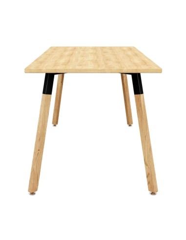 Table cafétéria Orte plateau bois clair pied bois massif avec renfort métal