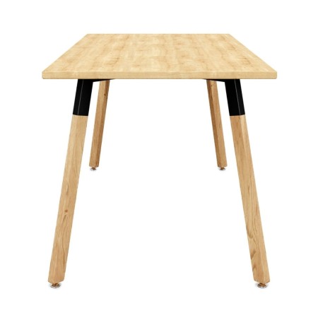Table cafétéria Orte plateau bois clair pied bois massif avec renfort métal