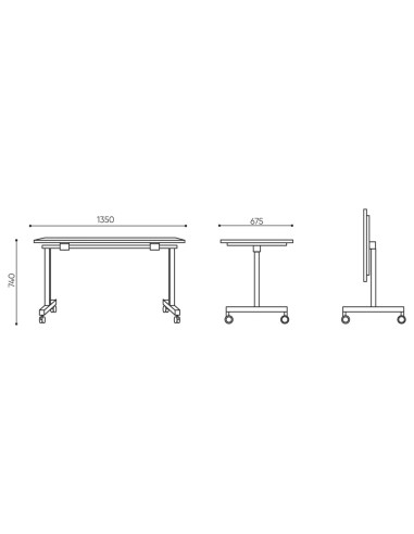 Dimensions table mobile rectangulaire - Orte