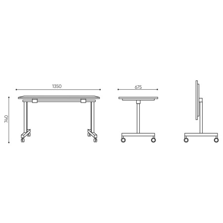 Dimensions table mobile rectangulaire - Orte